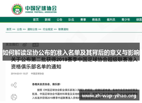 如何解读足协公布的准入名单及其背后的意义与影响