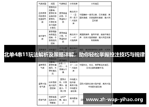 北单4串11玩法解析及策略详解，助你轻松掌握投注技巧与规律
